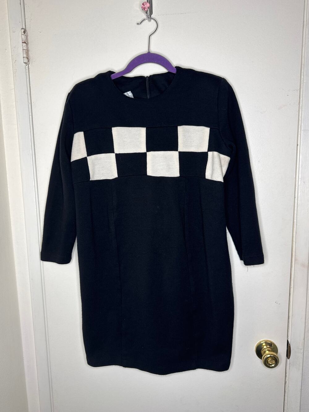 Vintage 90s VUE Colorblock Checkerboard Mini Dress - Mod/Ska Retro Aesthetic M